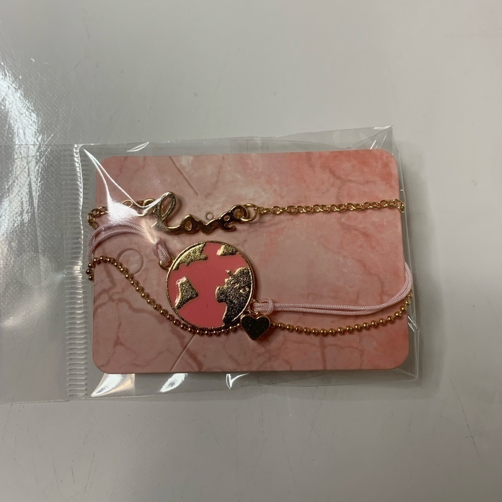 Gold and pink bracelet set